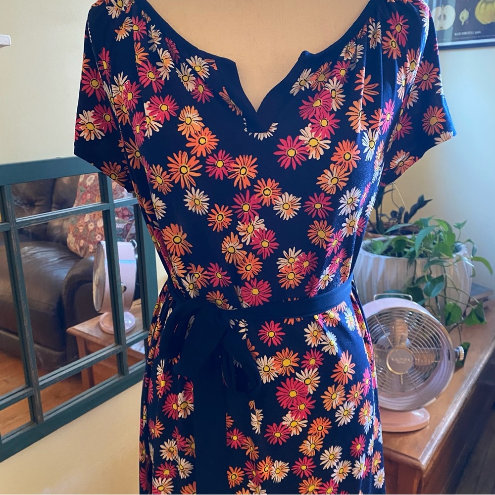 Jones New York Stretch Floral Daisy Print Short Sleeve Dress Size: M - Picture 2 of 13